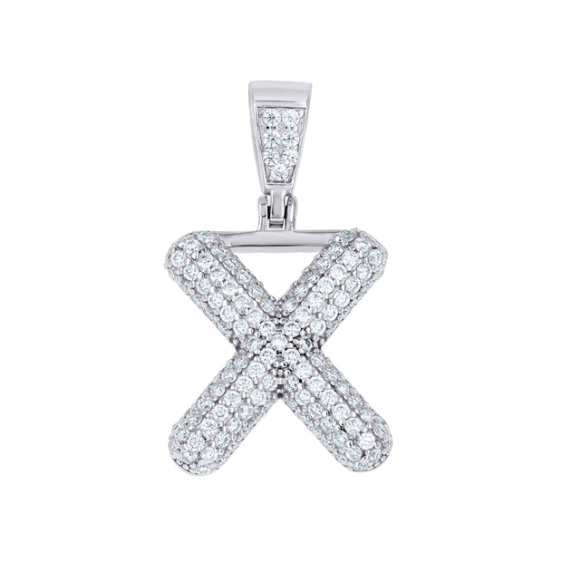 925 Sterling Silver 1.00ct Moissanite Initial Alphabet X Charm Pendant