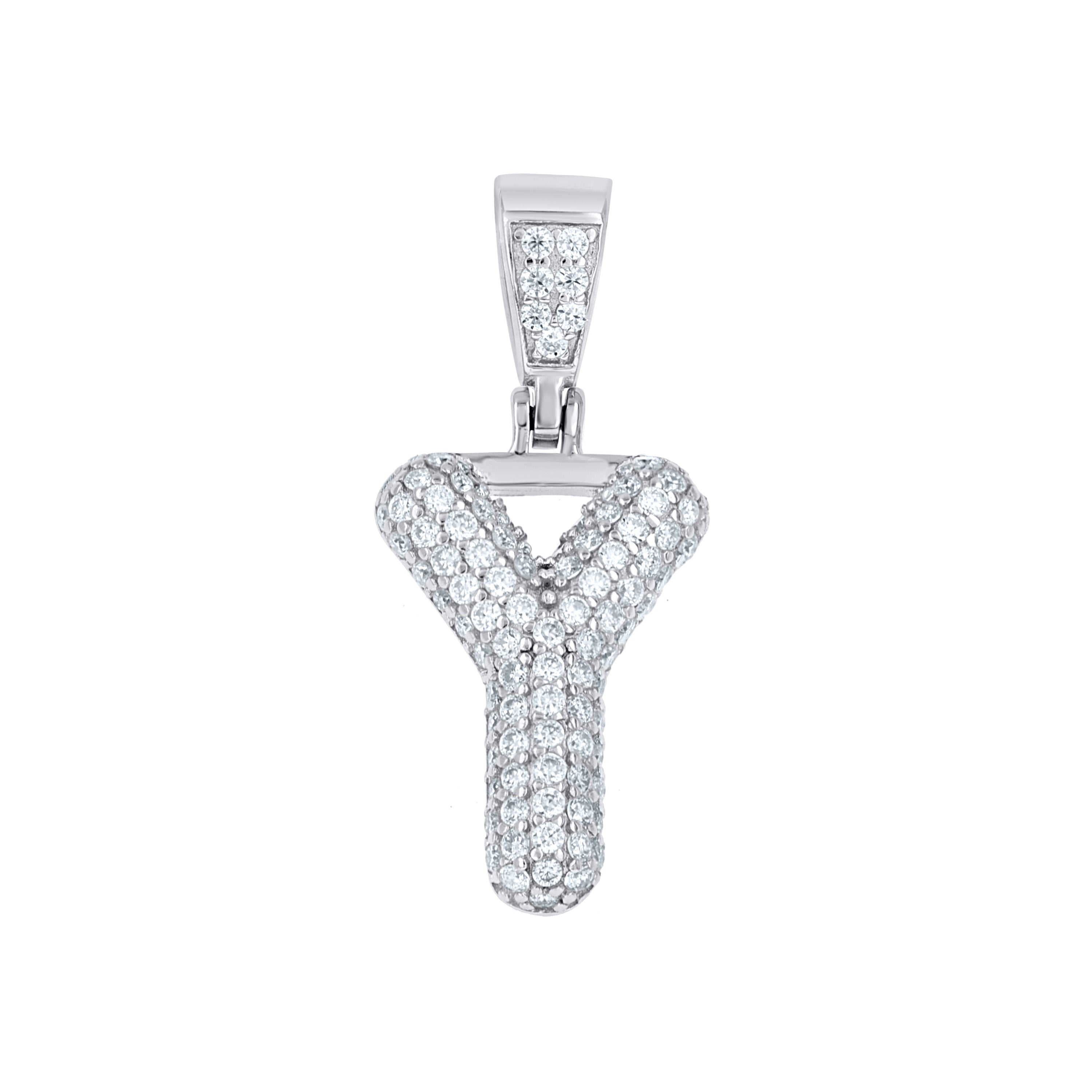 925 Sterling Silver 0.69ct Moissanite Initial Alphabet Y Charm Pendant