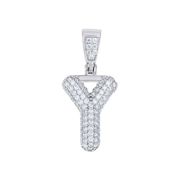 925 Sterling Silver 0.69ct Moissanite Initial Alphabet Y Charm Pendant