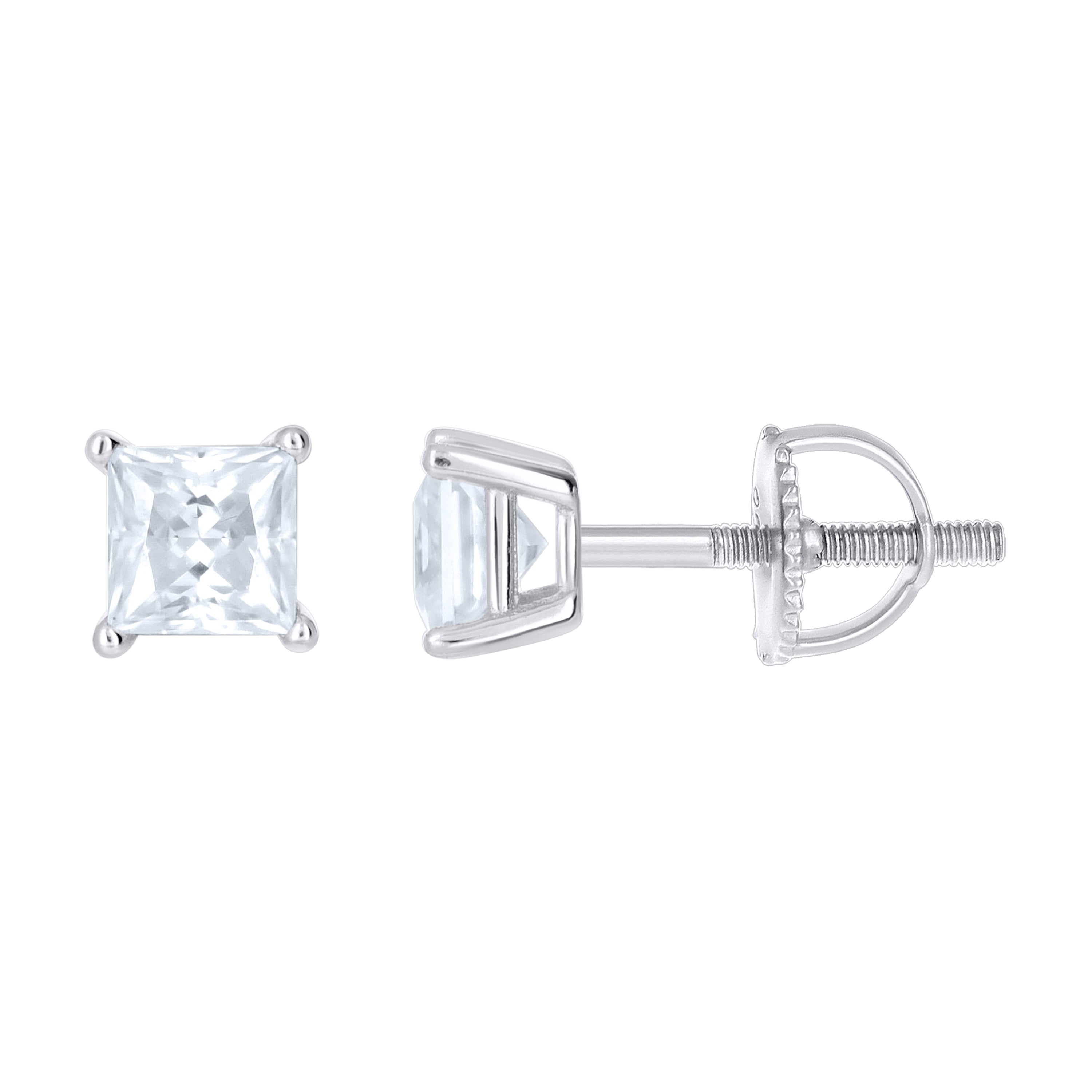 925 Sterling Silver Unisex Princess-cut 0.82ct Moissanite Square Fashion Stud Earrings