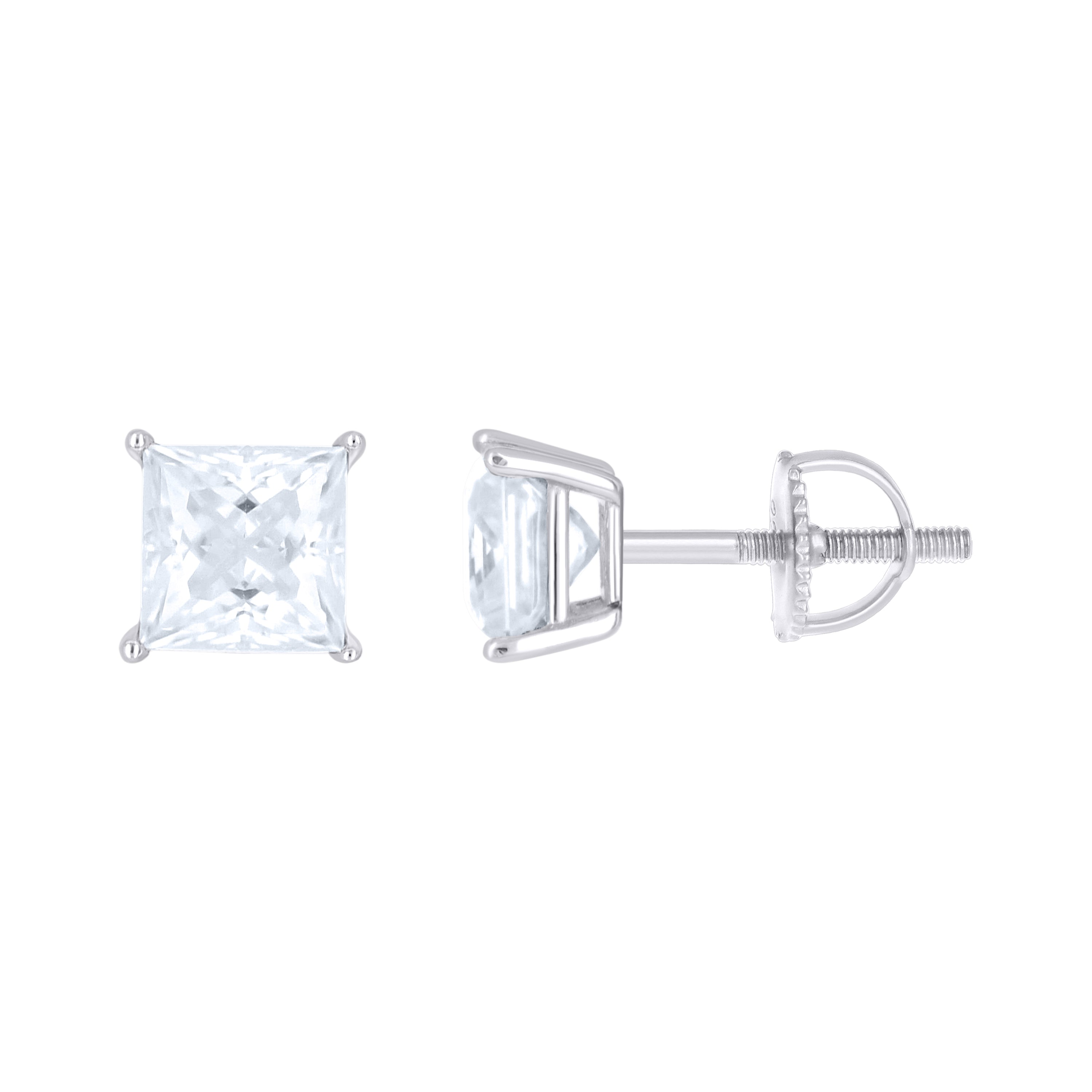 925 Sterling Silver Unisex Princess-cut 1.62ct Moissanite Square Fashion Stud Earrings