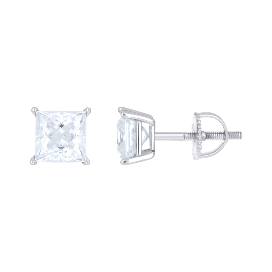 925 Sterling Silver Unisex Princess-cut 1.62ct Moissanite Square Fashion Stud Earrings