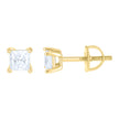 925 Sterling Silver Yellow-Tone Unisex Princess-cut 0.62ct Moissanite Square Fashion Stud Earrings