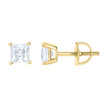 925 Sterling Silver Yellow-Tone Unisex Princess-cut 0.82ct Moissanite Square Fashion Stud Earrings