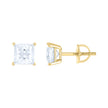 925 Sterling Silver Yellow-Tone Unisex Princess-cut 1.62ct Moissanite Square Fashion Stud Earrings