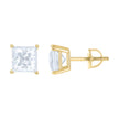 925 Sterling Silver Yellow-Tone Unisex Princess-cut 2.42ct Moissanite Square Fashion Stud Earrings