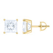 925 Sterling Silver Yellow-Tone Unisex Princess-cut 4.04ct Moissanite Square Fashion Stud Earrings