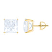 925 Sterling Silver Yellow-Tone Unisex Princess-cut 6.06ct Moissanite Square Fashion Stud Earrings
