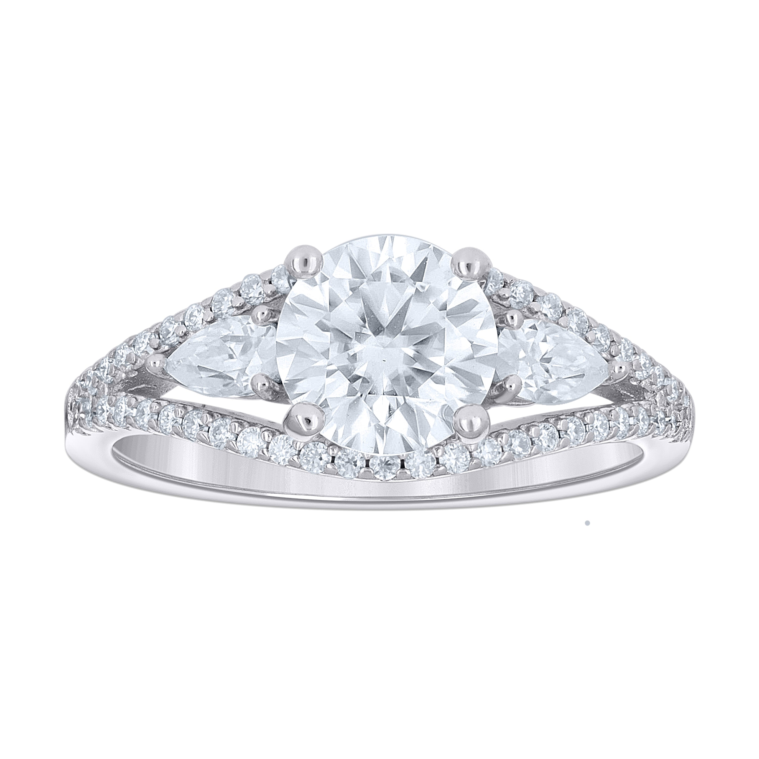925 Sterling Silver Womens Round Pear Cubic-Zirconia Engagement Ring Size 10 - SLV-144559