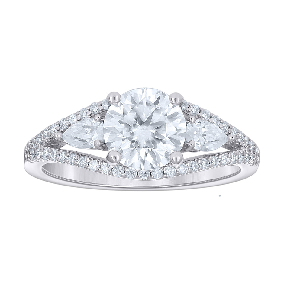925 Sterling Silver Womens Round Pear Cubic-Zirconia Engagement Ring Size 6 - SLV-144555