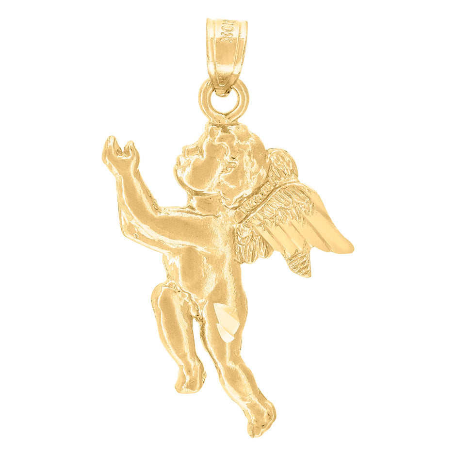 10kt Yellow Gold Unisex Cupid Angel Religious Charm Pendant