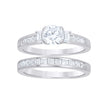 925 Sterling Silver Womens Round Princess-cut/Baguette Cubic-Zirconia Duo Bridal Ring Set Size 8 - SLV-144564
