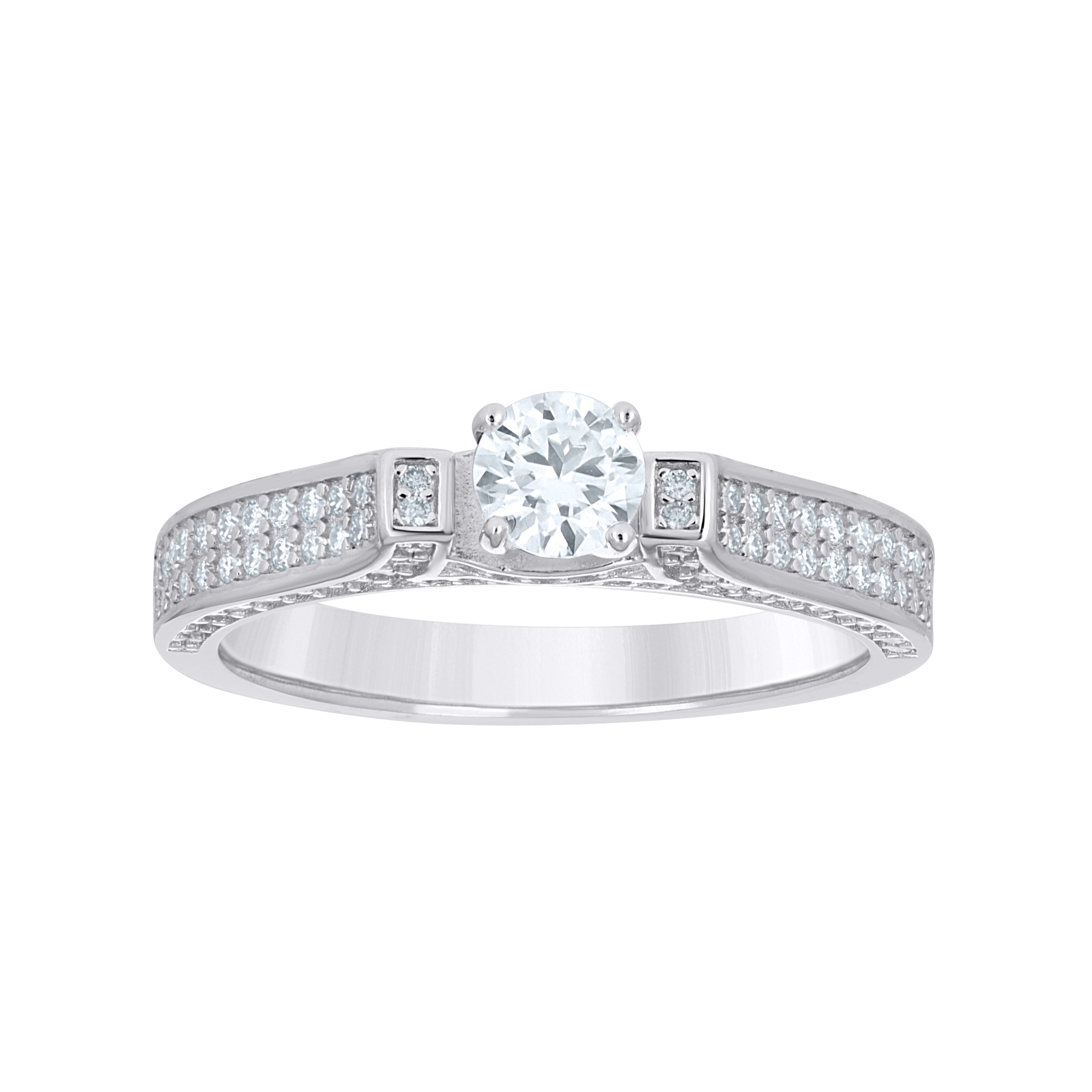 925 Sterling Silver Womens Cubic-Zirconia Engagement Ring Size 5