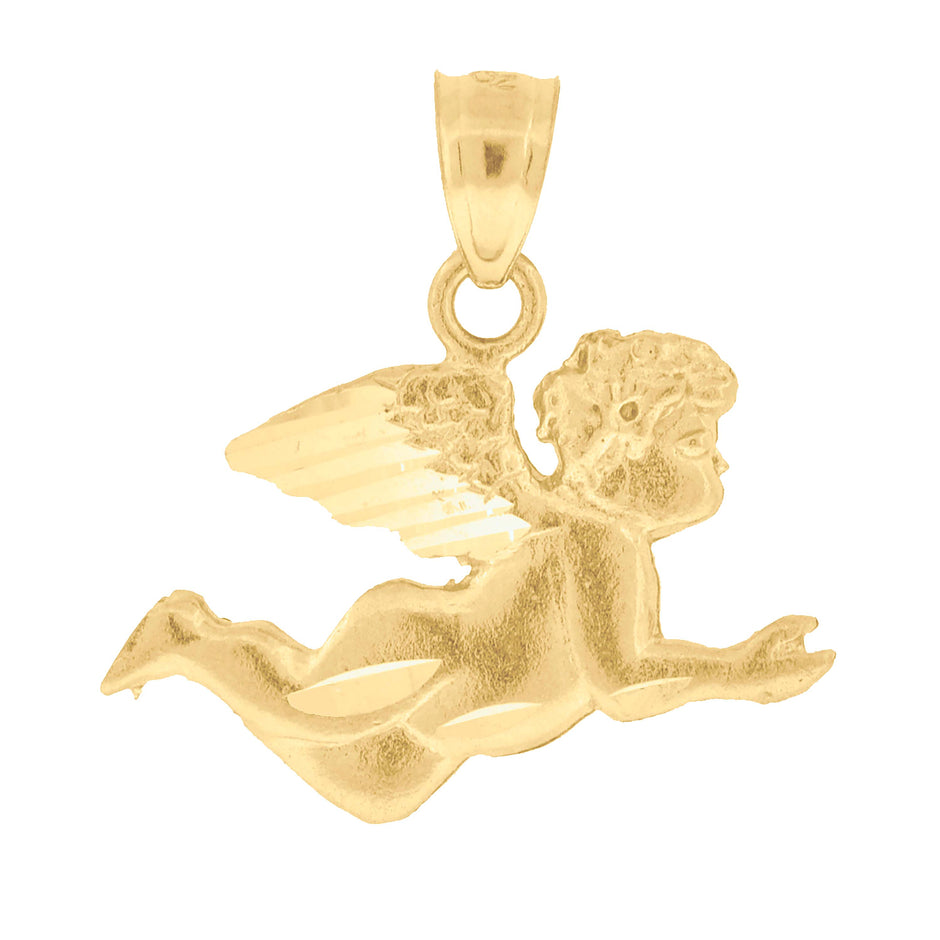 10kt Yellow Gold Unisex Angel Religious Charm Pendant