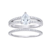 925 Sterling Silver Womens Round Pear 0.83ct, 1.21 Moissanite Duo Bridal Ring Set Size 9 - SLV-144641