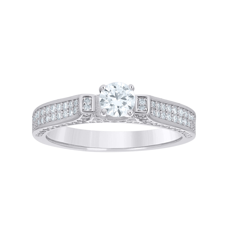 925 Sterling Silver Womens Round 1.23ct Moissanite Engagement Ring Size 5