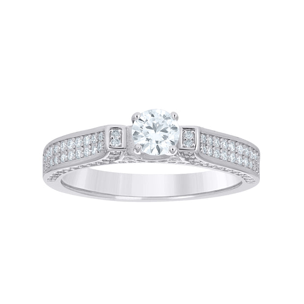 925 Sterling Silver Womens Round 1.23ct Moissanite Engagement Ring Size 7 - SLV-144660
