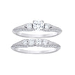 925 Sterling Silver Womens Round 1.69ct Moissanite Duo Bridal Ring Set Size 5