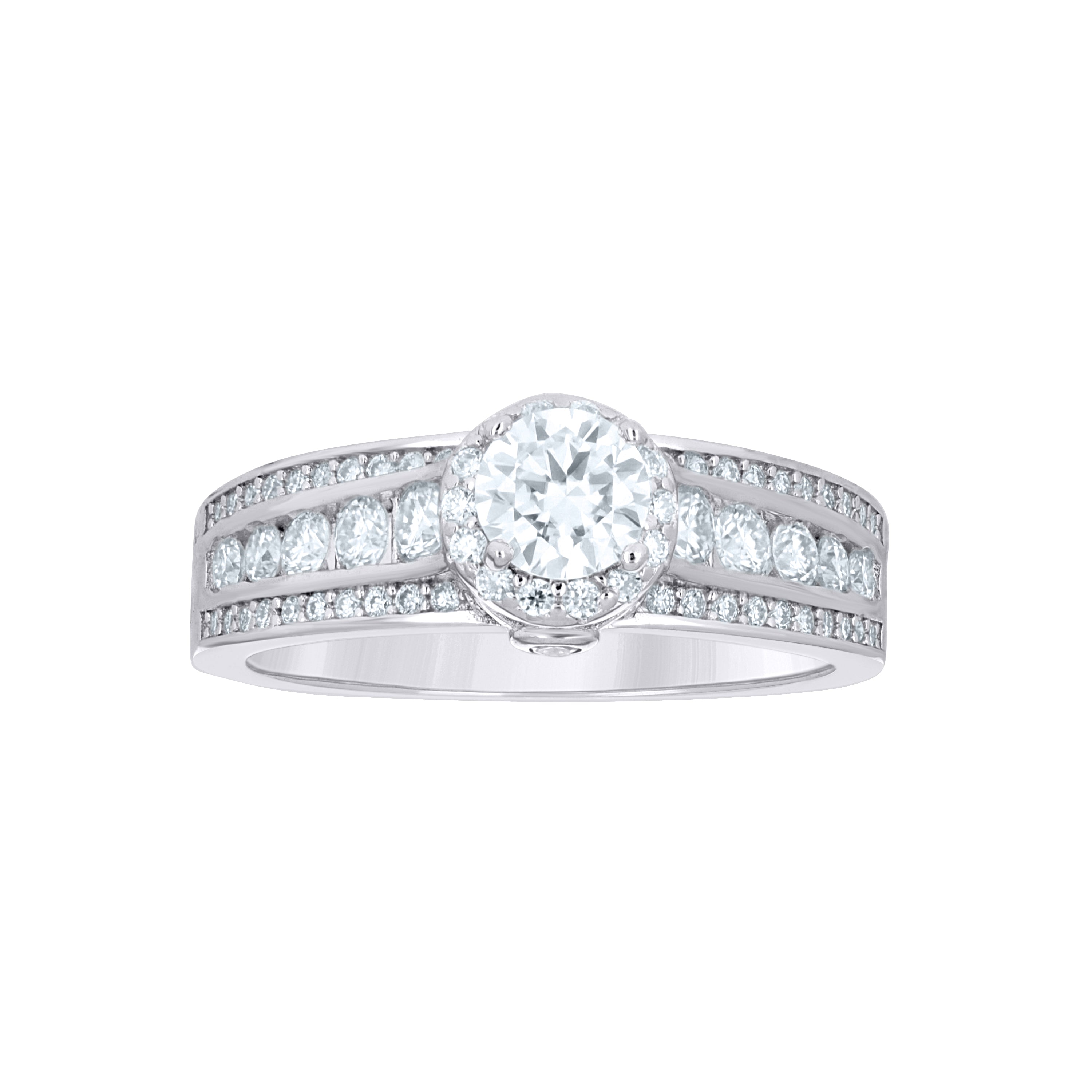 925 Sterling Silver Womens Round 1.35ct Moissanite Engagement Ring Size 9 - SLV-144690