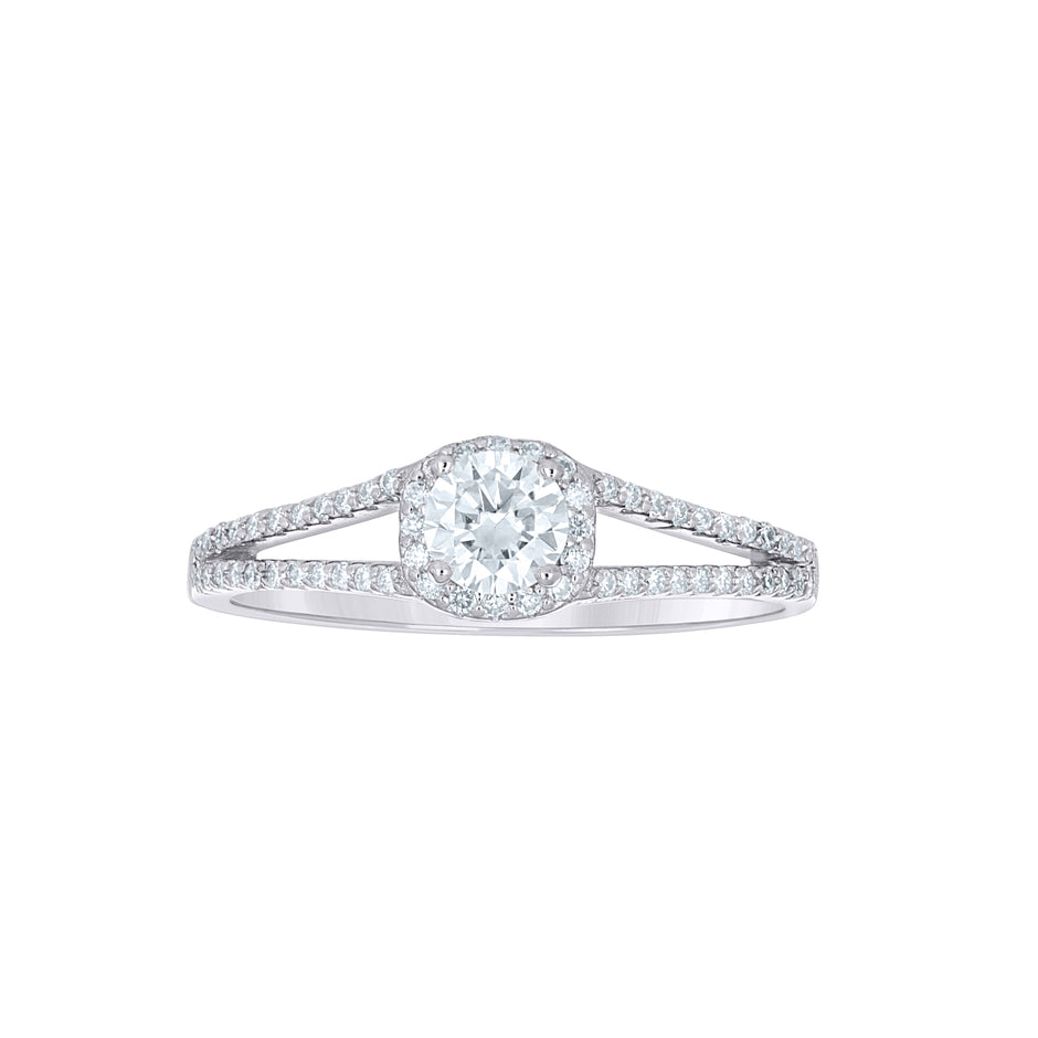 925 Sterling Silver Womens Round 0.81ct Moissanite Engagement Ring Size 9 - SLV-144704