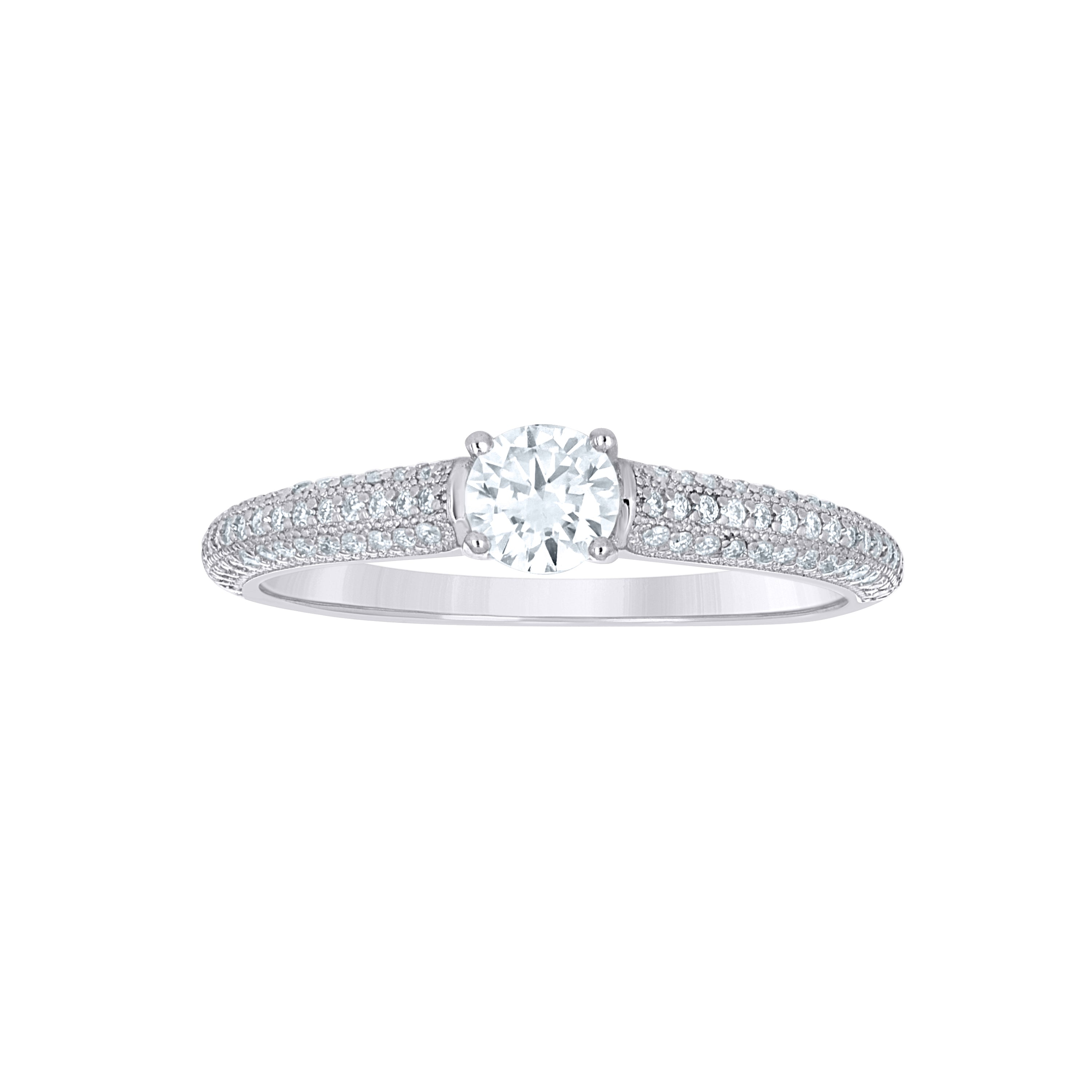 925 Sterling Silver Womens Round 0.86ct Moissanite Engagement Ring Size 8 - SLV-144725