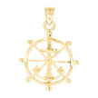 10kt Yellow Gold Unisex Anchor Wheel Religious Charm Pendant