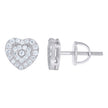 925 Sterling Silver Womens Cubic-Zirconia Heart Stud Earrings