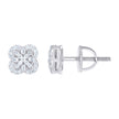 925 Sterling Silver Womens Round Baguette Cubic-Zirconia Clover Good Luck Stud Earrings