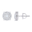 925 Sterling Silver Unisex Cubic-Zirconia Round Fashion Stud Earrings