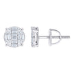 925 Sterling Silver Unisex Round Baguette Cubic-Zirconia Round Fashion Stud Earrings