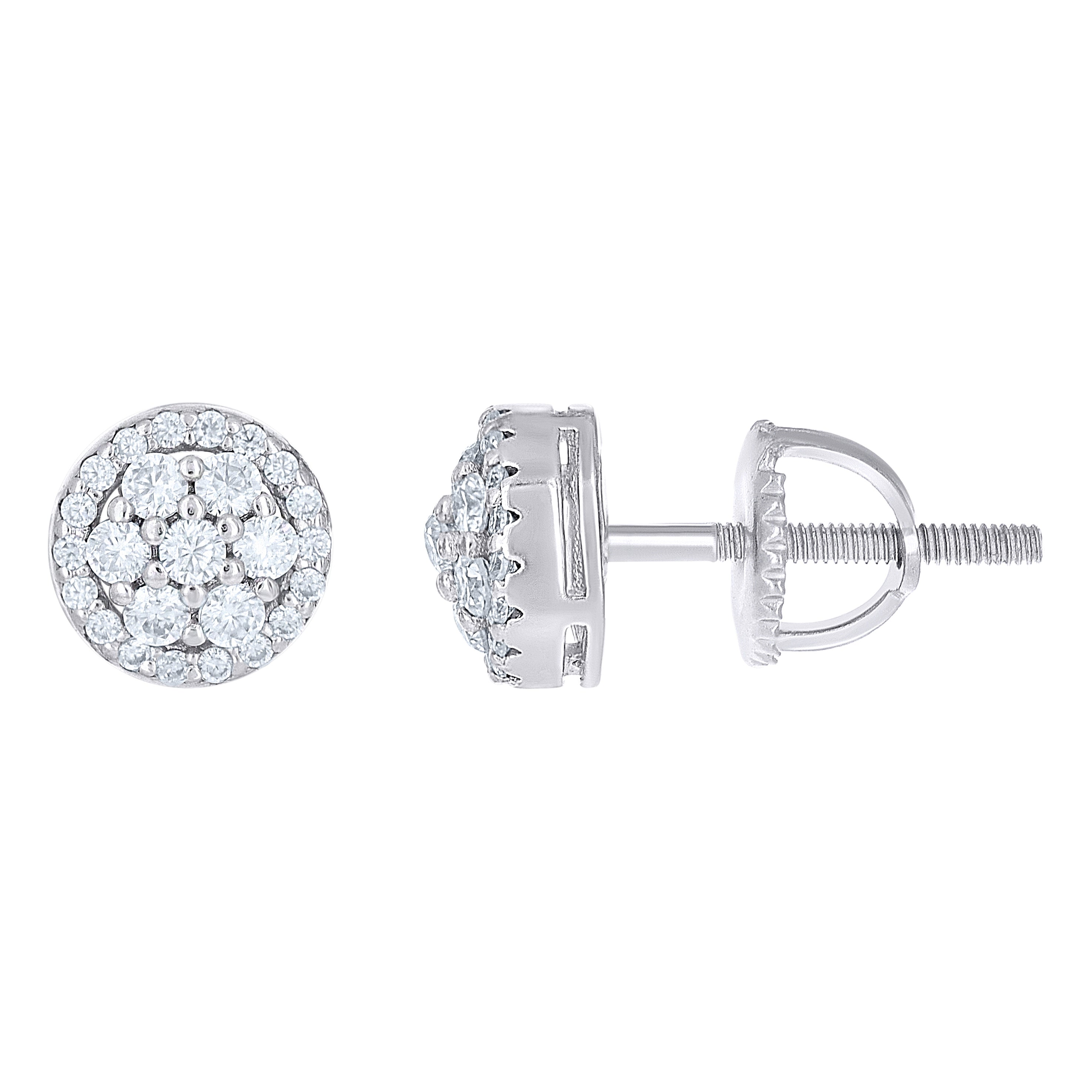925 Sterling Silver Womens Cubic-Zirconia Round Fashion Stud Earrings