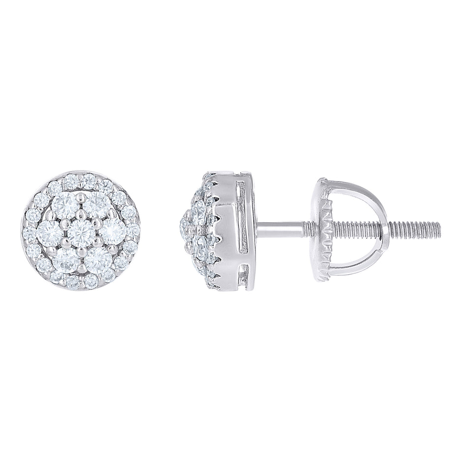 925 Sterling Silver Womens Cubic-Zirconia Round Fashion Stud Earrings