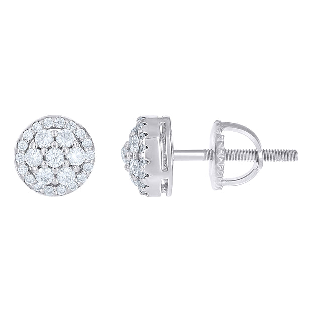 925 Sterling Silver Womens Cubic-Zirconia Round Fashion Stud Earrings