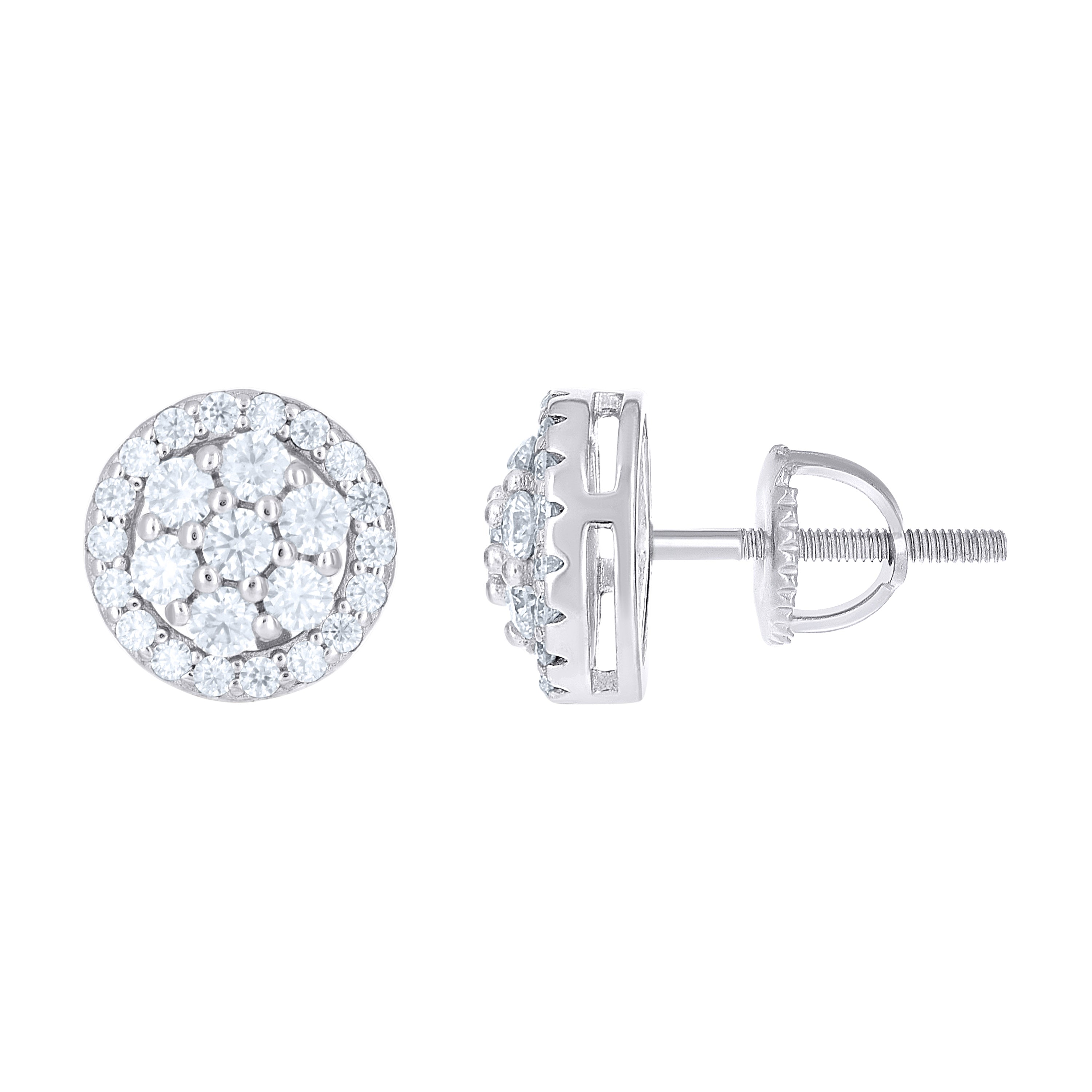 925 Sterling Silver Womens Cubic-Zirconia Round Fashion Stud Earrings
