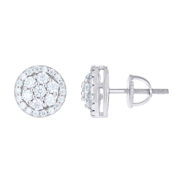 925 Sterling Silver Womens Cubic-Zirconia Round Fashion Stud Earrings