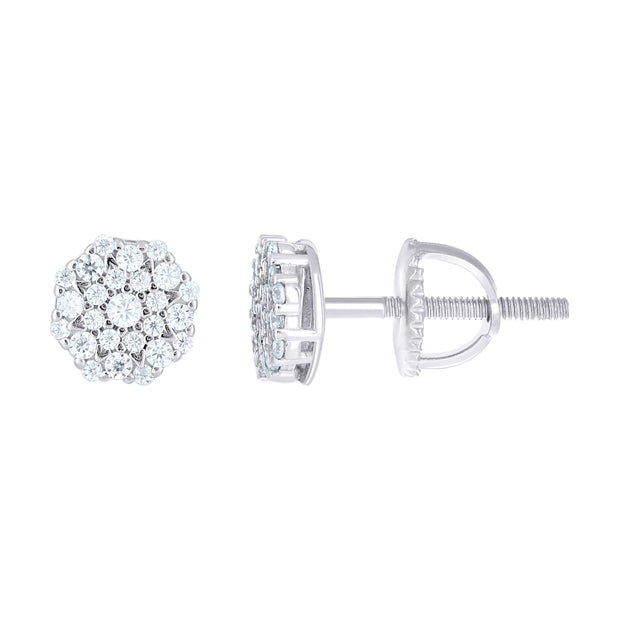 925 Sterling Silver Unisex Cubic-Zirconia Round Fashion Stud Earrings