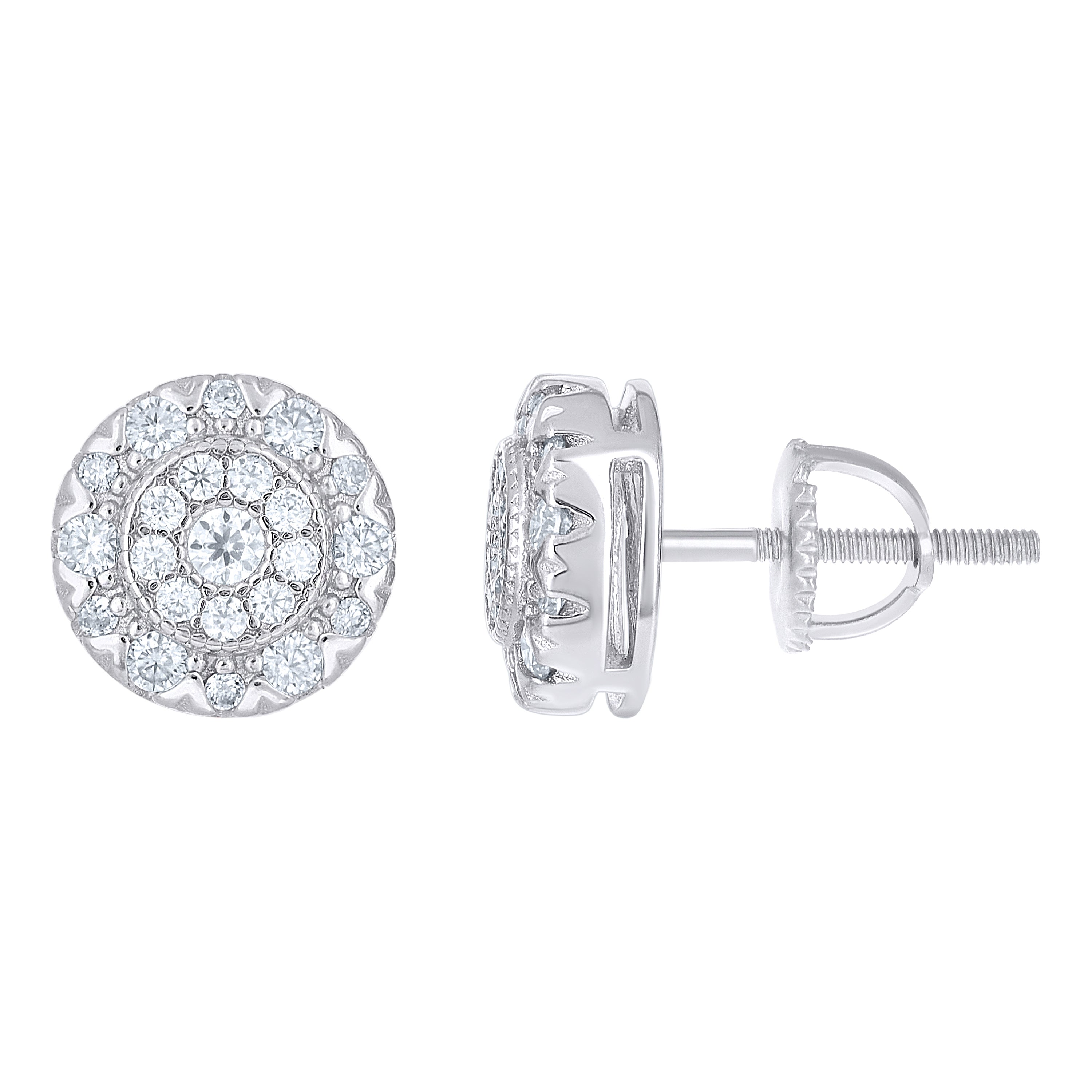 925 Sterling Silver Womens Cubic-Zirconia Round Fashion Stud Earrings