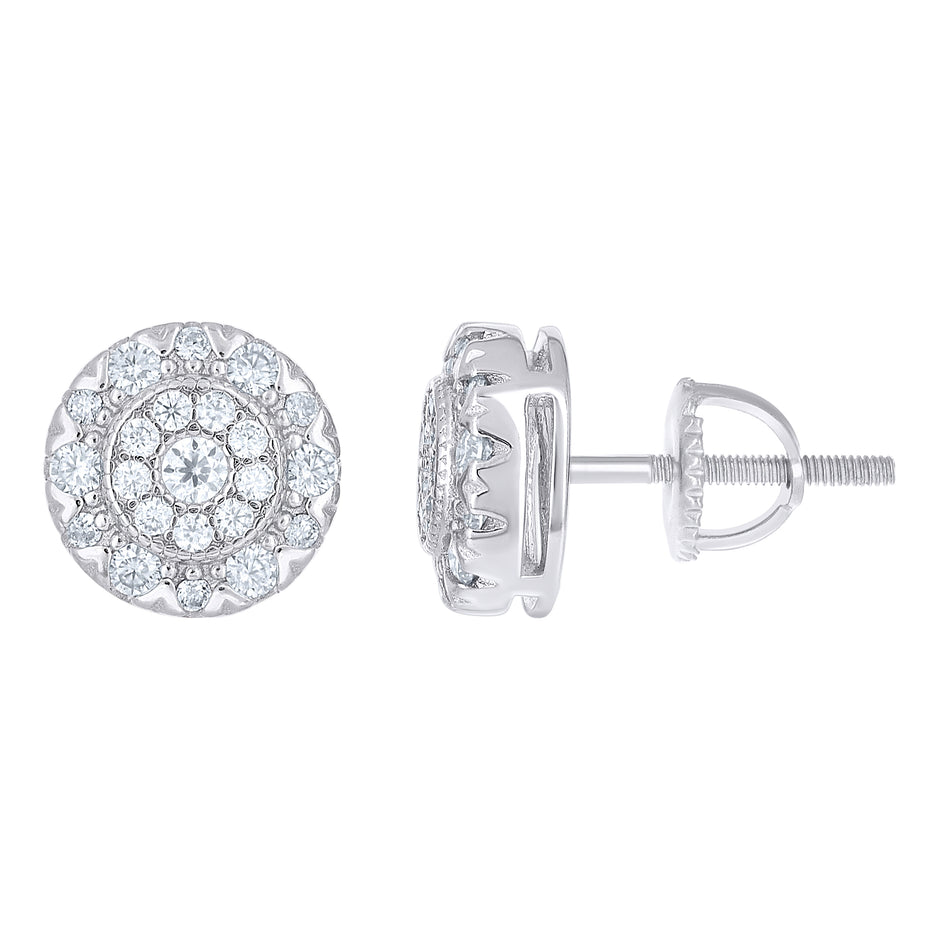 925 Sterling Silver Womens Cubic-Zirconia Round Fashion Stud Earrings