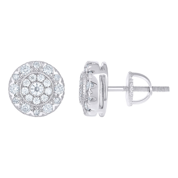 925 Sterling Silver Womens Cubic-Zirconia Round Fashion Stud Earrings