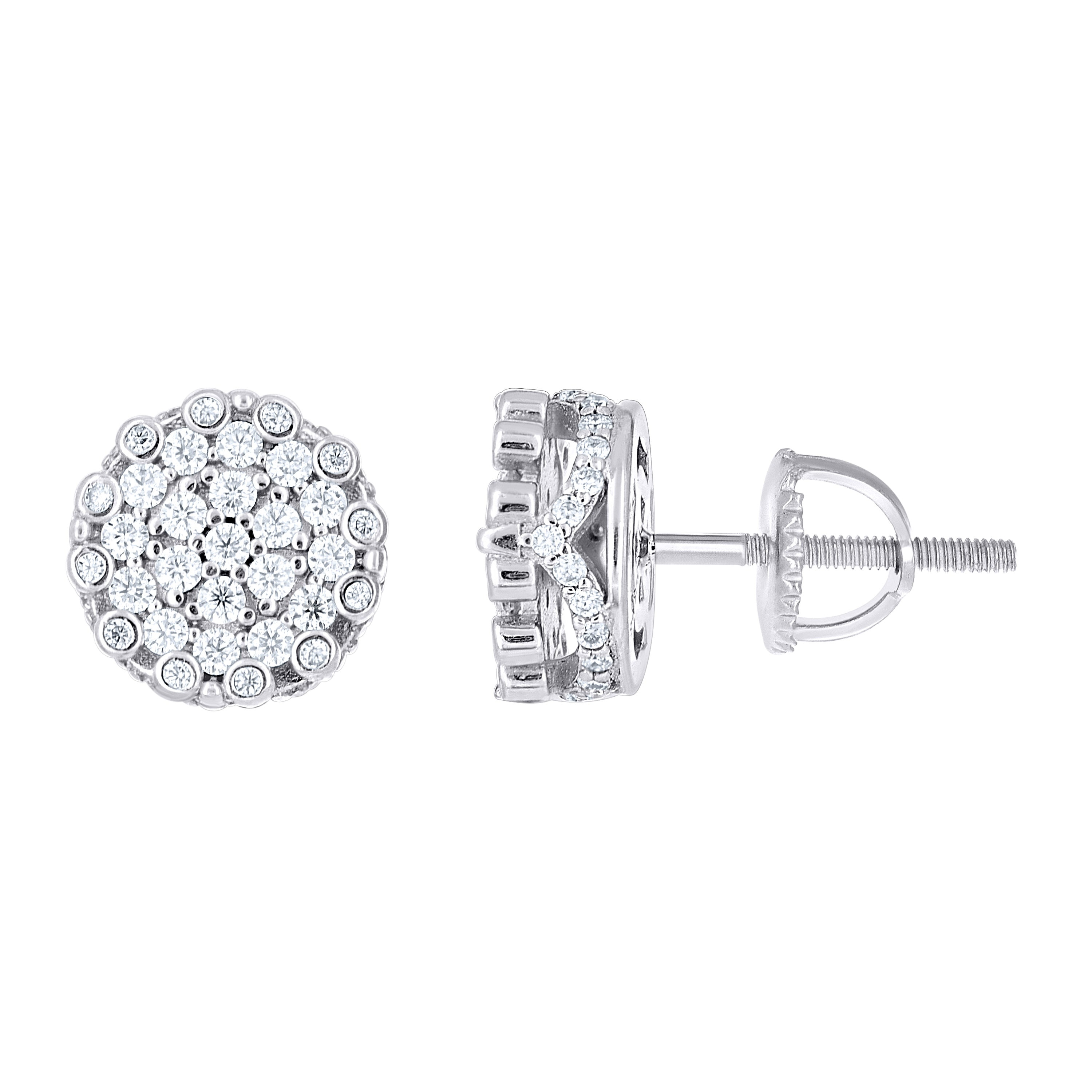 925 Sterling Silver Womens Cubic-Zirconia Round Fashion Stud Earrings