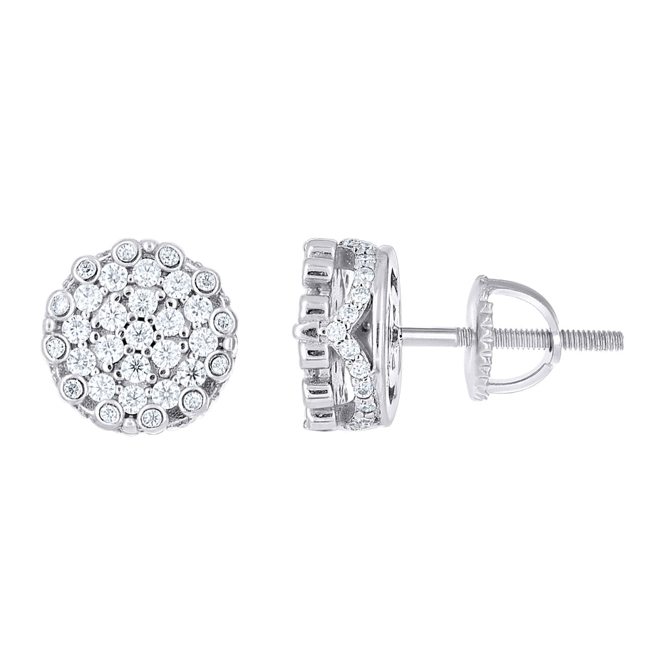925 Sterling Silver Womens Cubic-Zirconia Round Fashion Stud Earrings