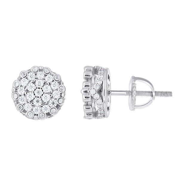 925 Sterling Silver Womens Cubic-Zirconia Round Fashion Stud Earrings