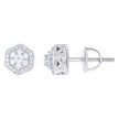 925 Sterling Silver Womens Cubic-Zirconia Flower Fashion Stud Earrings