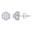 925 Sterling Silver Womens Cubic-Zirconia Flower Fashion Stud Earrings