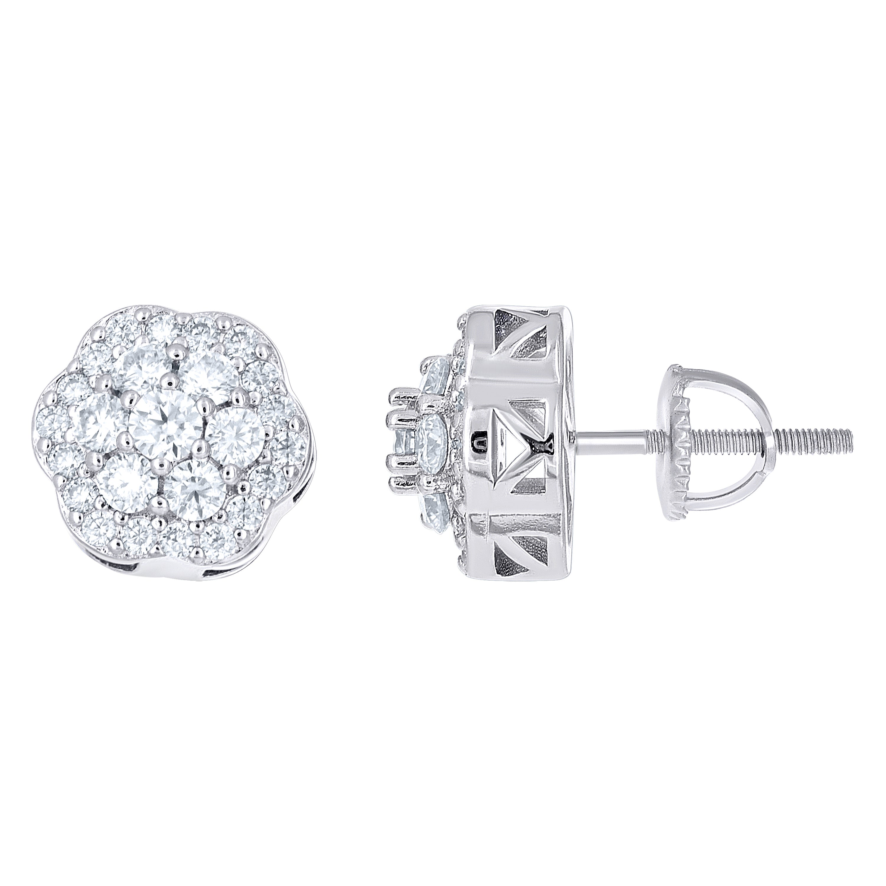925 Sterling Silver Womens Cubic-Zirconia Flower Fashion Stud Earrings