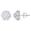 925 Sterling Silver Womens Cubic-Zirconia Flower Fashion Stud Earrings