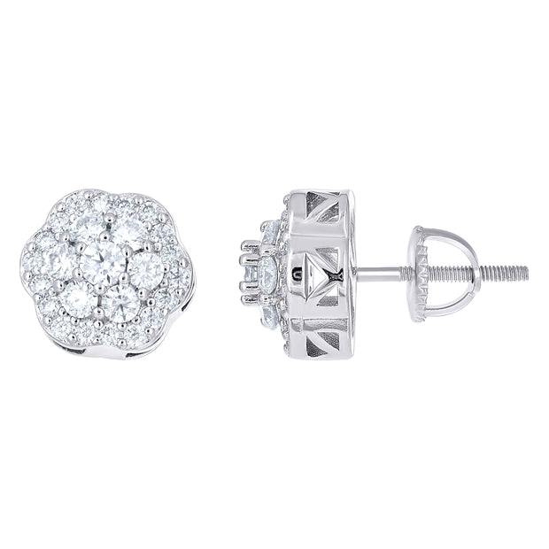 925 Sterling Silver Womens Cubic-Zirconia Flower Fashion Stud Earrings