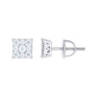 925 Sterling Silver Unisex Cubic-Zirconia Square Fashion Stud Earrings