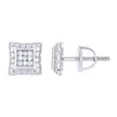 925 Sterling Silver Unisex Cubic-Zirconia Nugget Square Fashion Stud Earrings