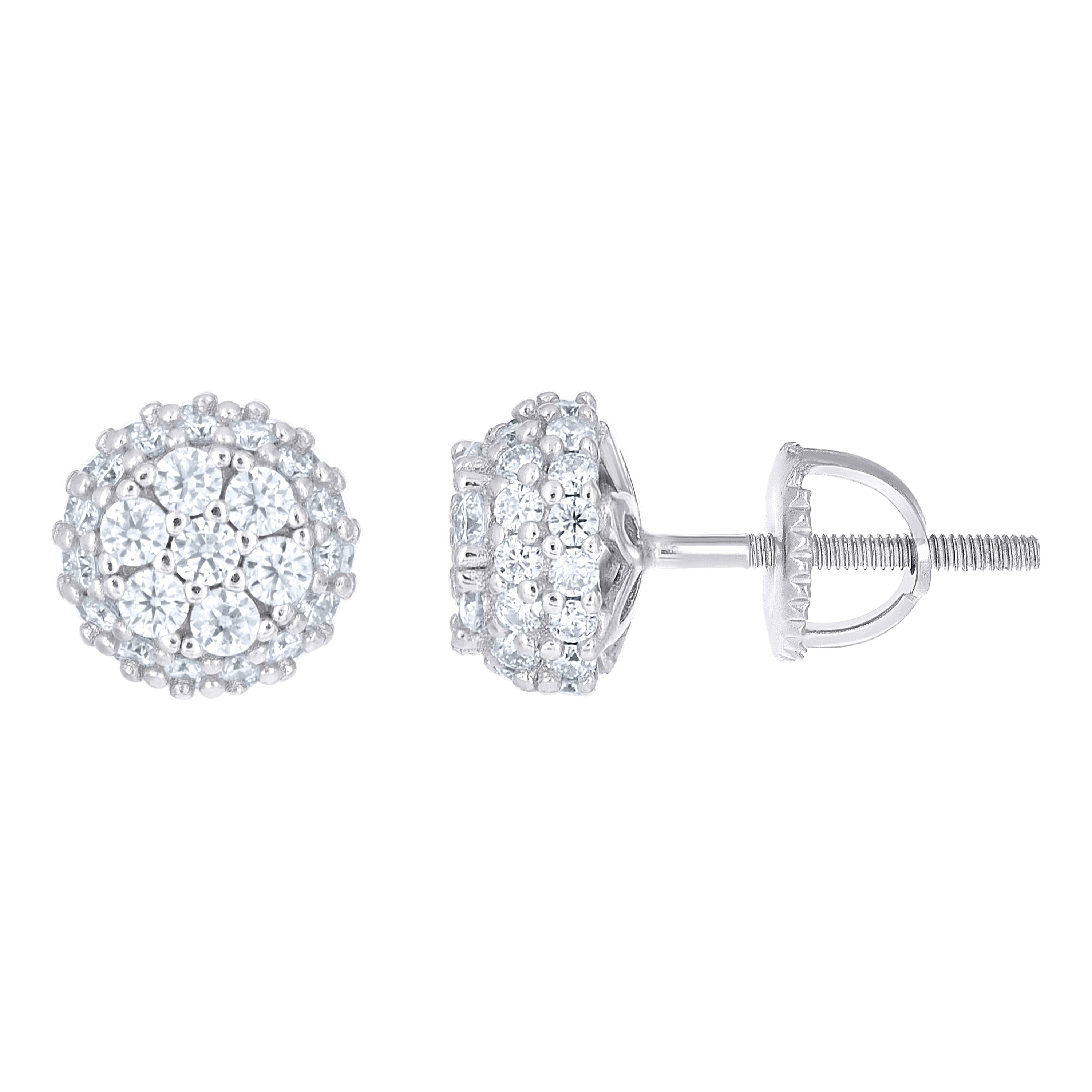 925 Sterling Silver Womens Cubic-Zirconia Round Fashion Stud Earrings